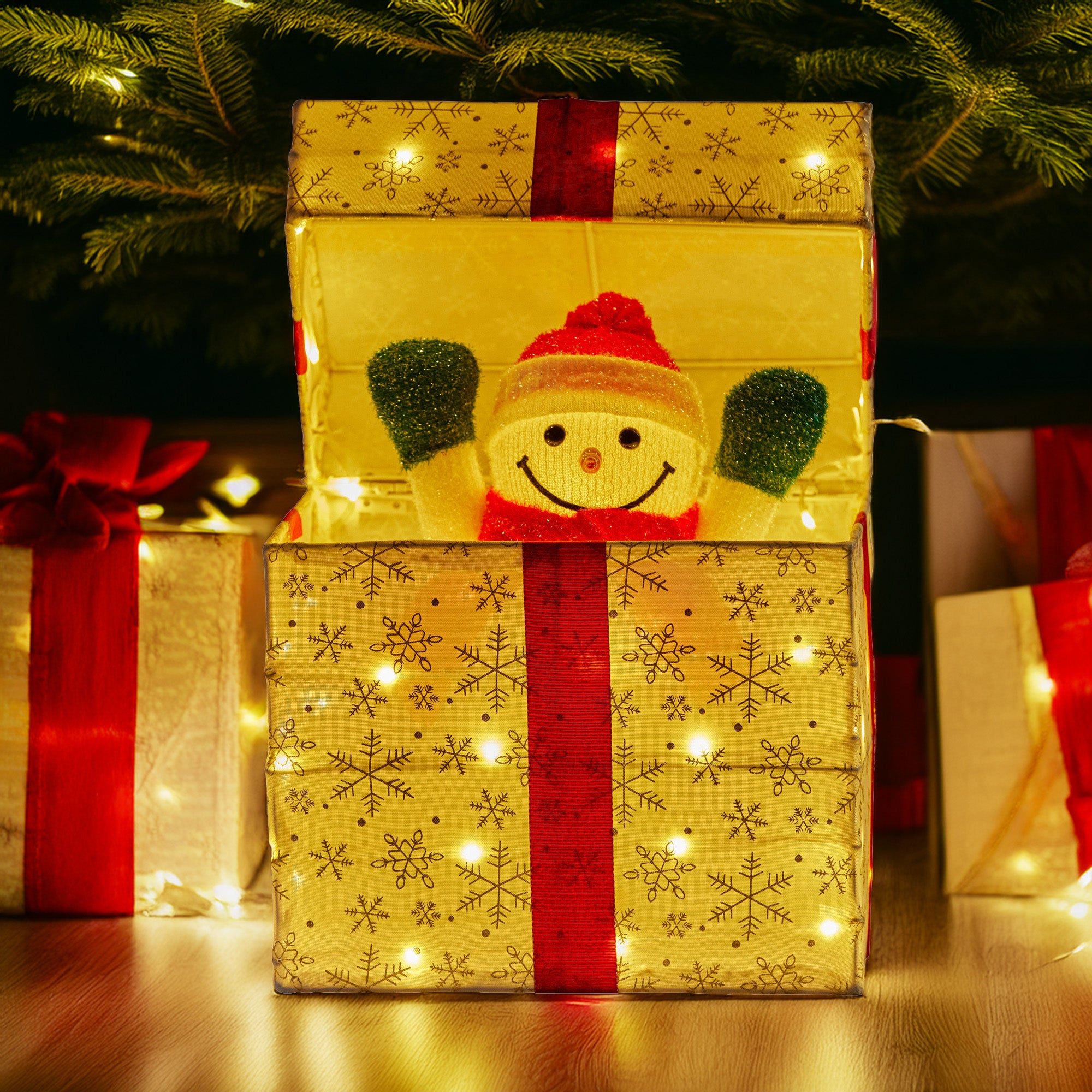 Christabelle Animated Snowman Gift Box Led Christmas Tree Decoration Ornaments V240-112_SHE102