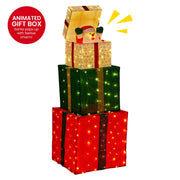 Christabelle 122cm Animated Present Stack Santa Led Lights Christmas Tree Decor V240-112_SHE103