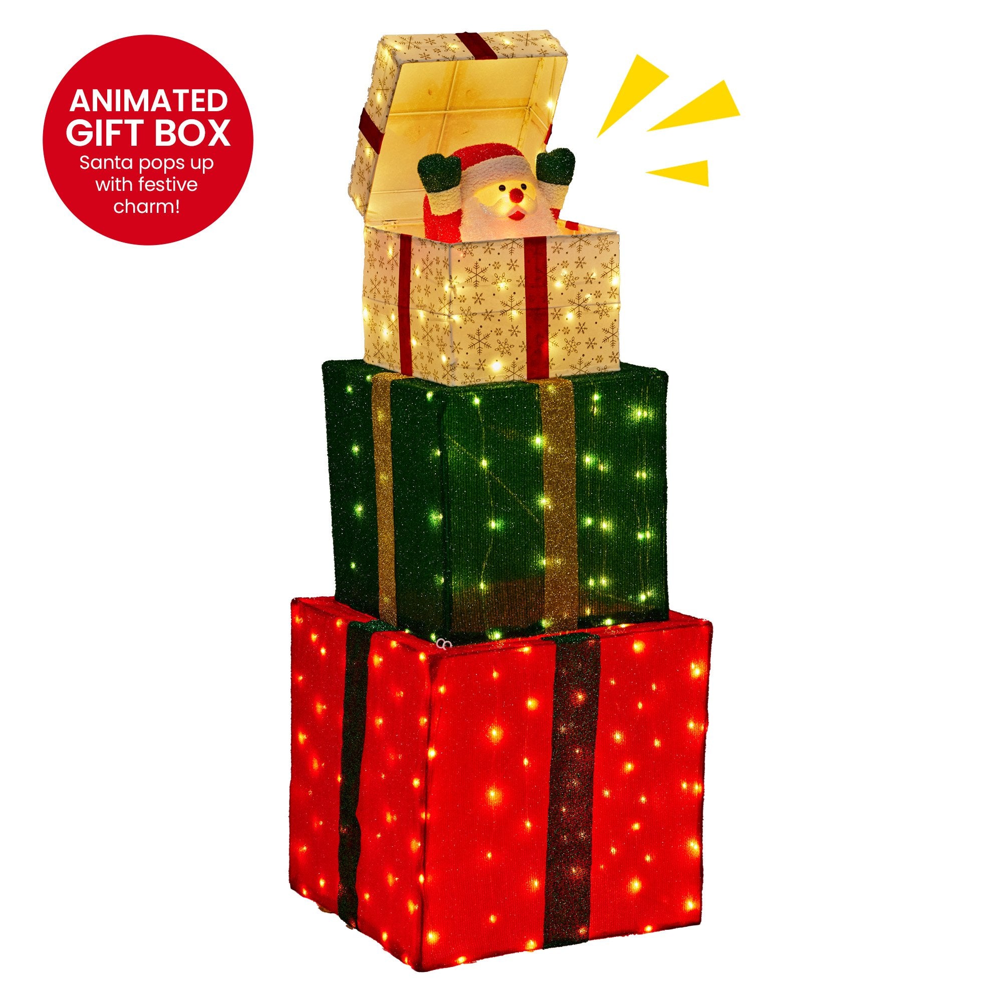 Christabelle 122cm Animated Present Stack Santa Led Lights Christmas Tree Decor V240-112_SHE103