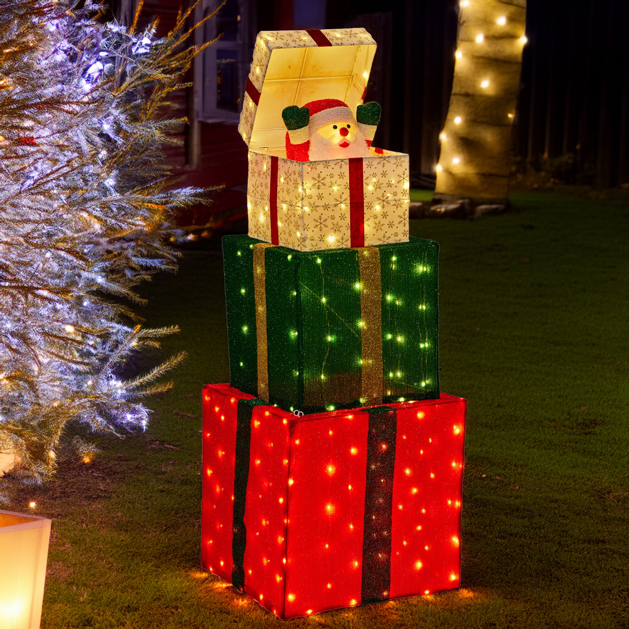 Christabelle 122cm Animated Present Stack Santa Led Lights Christmas Tree Decor V240-112_SHE103