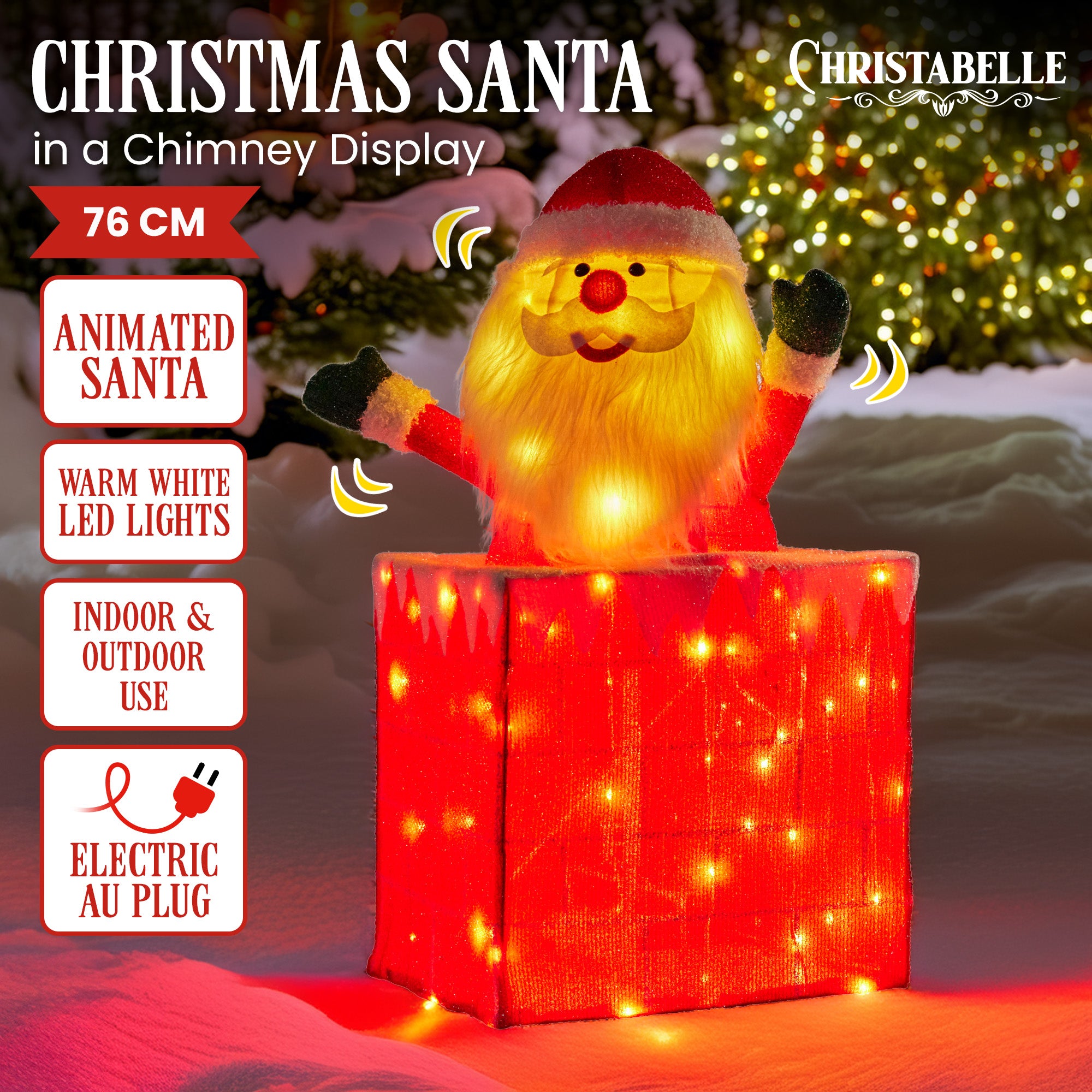 Christabelle 76cm Animated Santa In Chimney Christmas Tree Led Lights Ornament V240-112_SHE104