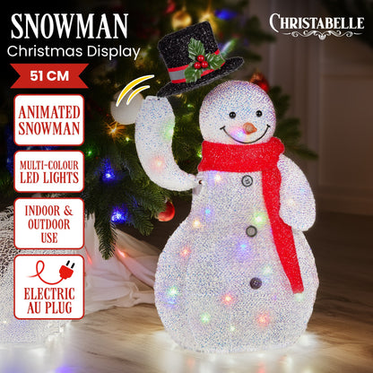 Christabelle 51cm Animated Snowman Christmas Display Decoration Led Lights Xmas V240-112_SHE108