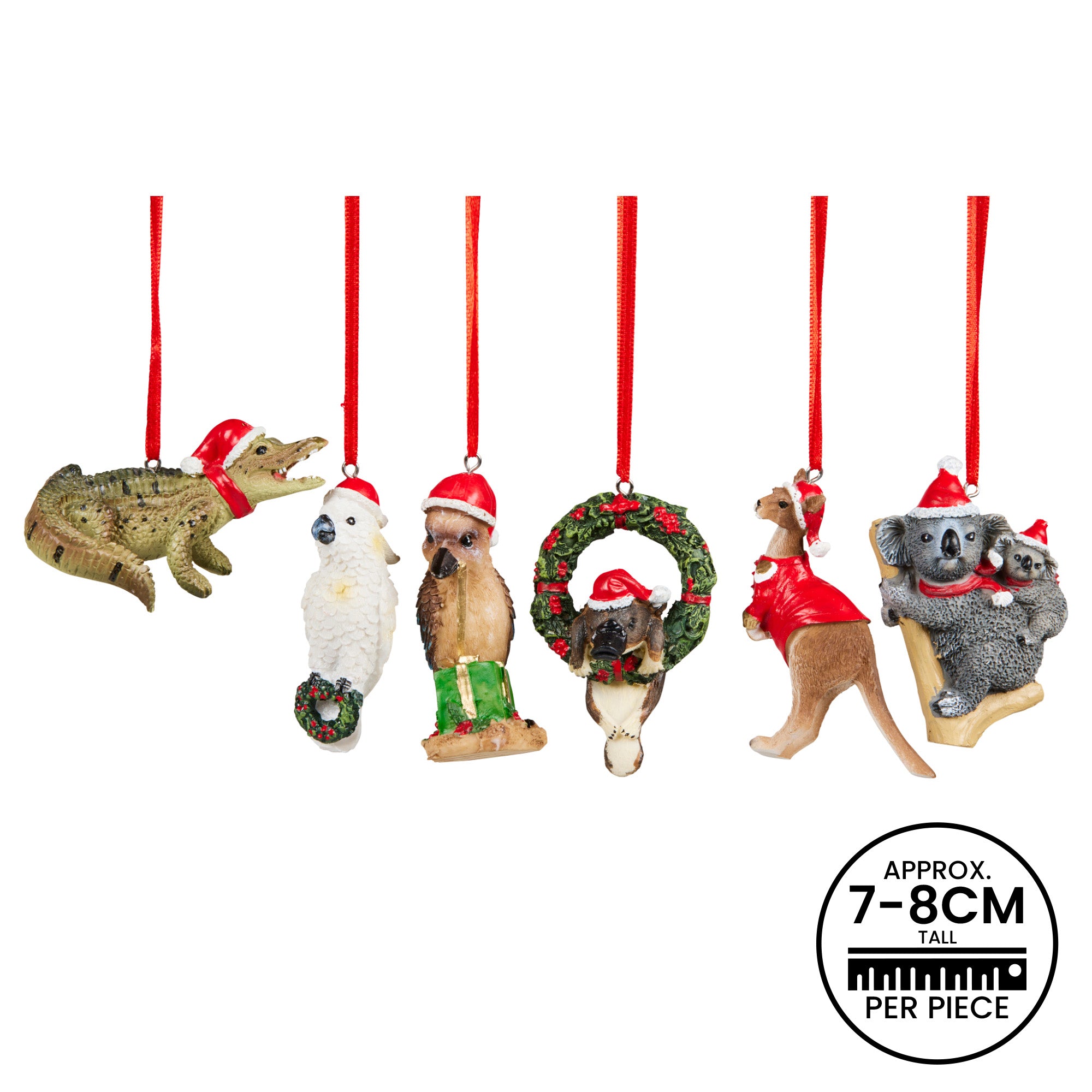 Christabelle Box of 6 Assorted Aussie Animals Christmas Tree Decorations V240-112_STH258