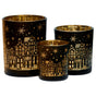 Christabelle Christmas Candle Jar Set Of 3 Black And Gold Holiday Candle Holders V240-112_YAN254