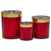 Christabelle Christmas Candle Jar Set Of 3 Red And Gold Holiday Candle Holders V240-112_YAN256