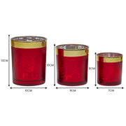 Christabelle Christmas Candle Jar Set Of 3 Red And Gold Holiday Candle Holders V240-112_YAN256