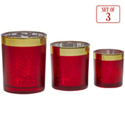 Christabelle Christmas Candle Jar Set Of 3 Red And Gold Holiday Candle Holders V240-112_YAN256