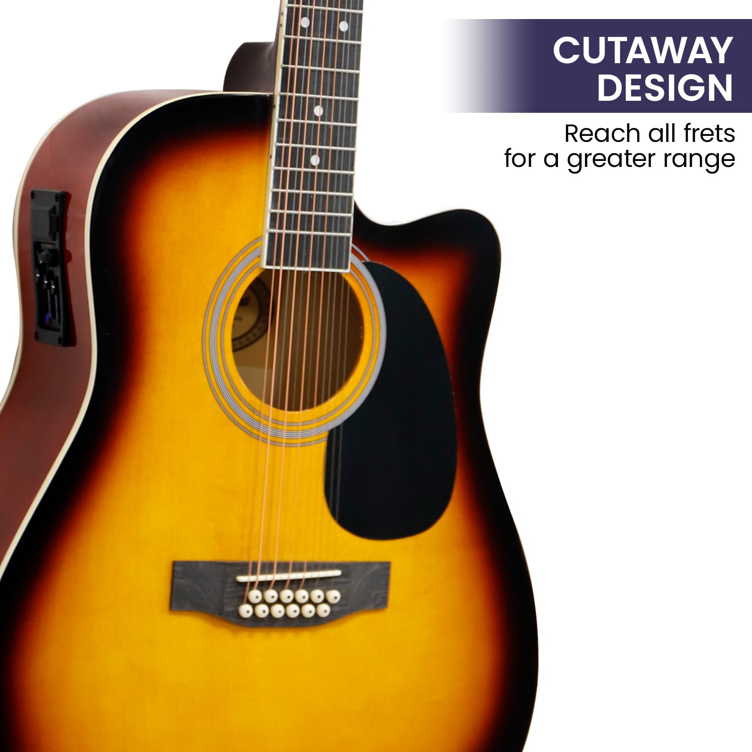 Karrera Acoustic Guitar 12-String with EQ - Sunburst V240-12S-EQ-SB