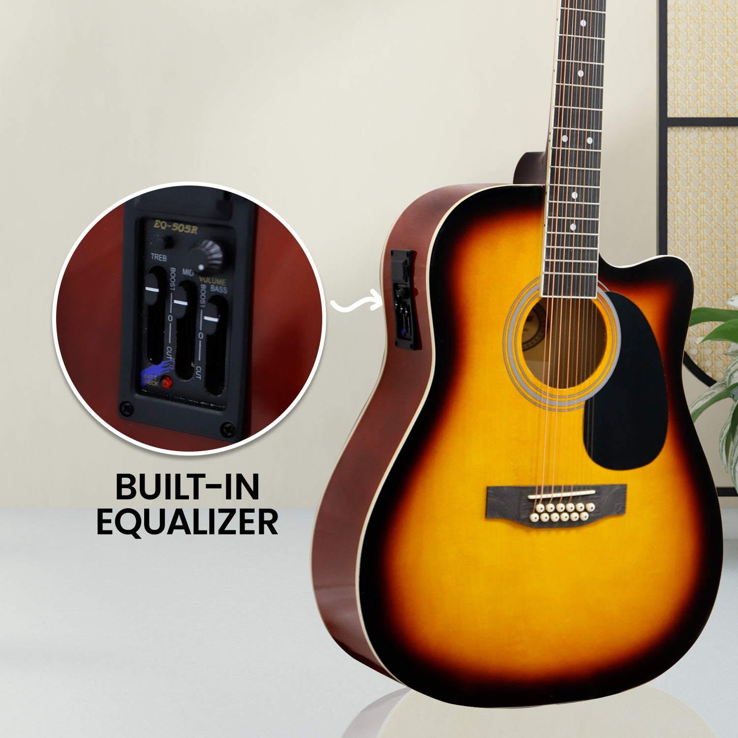 Karrera Acoustic Guitar 12-String with EQ - Sunburst V240-12S-EQ-SB