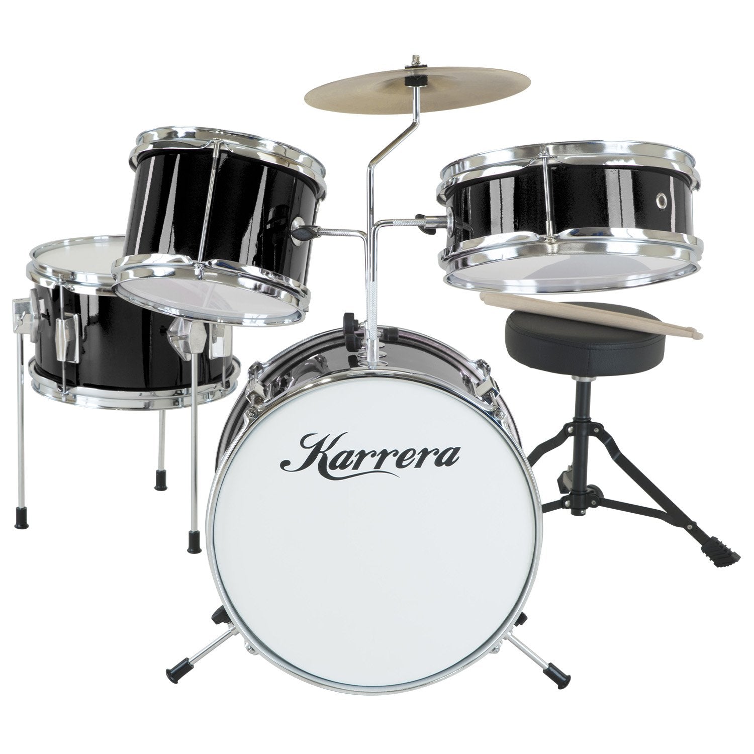 Karrera Children's 4pc Drum Kit - Black V240-4PC-DRUM-BLK