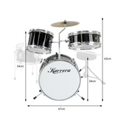 Karrera Children's 4pc Drum Kit - Black V240-4PC-DRUM-BLK