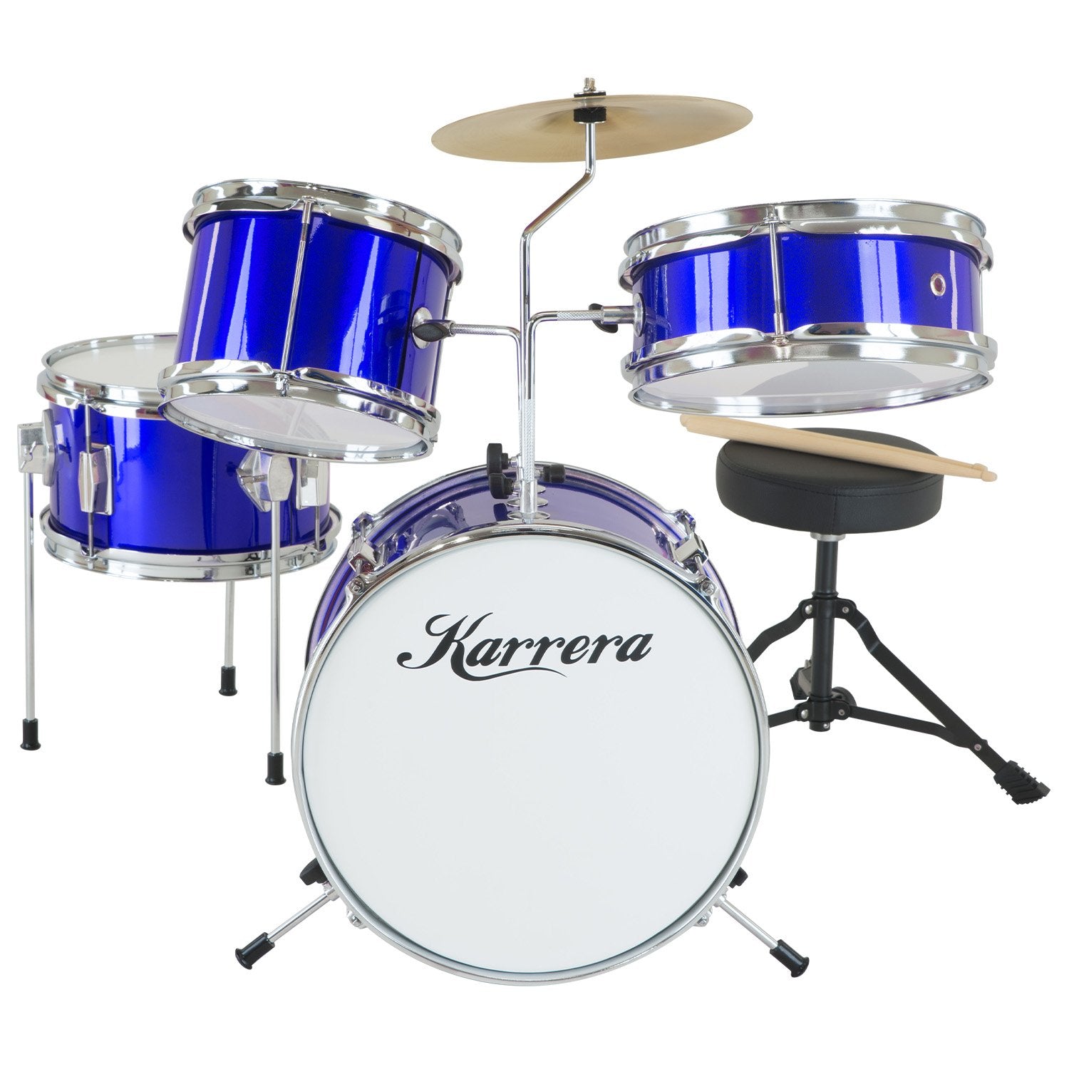 Karrera Children's 4pc Drum Kit - Blue V240-4PC-DRUM-BU