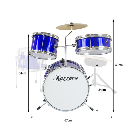 Karrera Children's 4pc Drum Kit - Blue V240-4PC-DRUM-BU