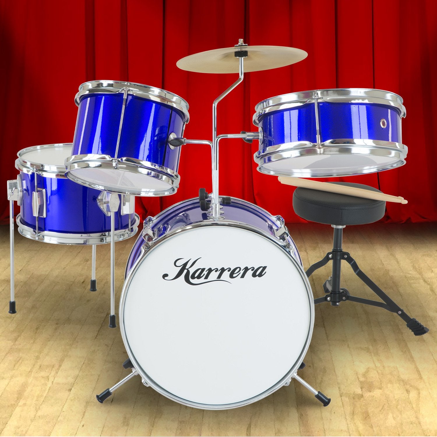 Karrera Children's 4pc Drum Kit - Blue V240-4PC-DRUM-BU