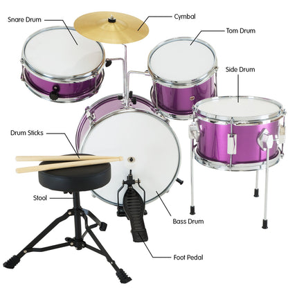 Karrera Childrens 4pc Drum Kit - Purple V240-4PC-DRUM-PU