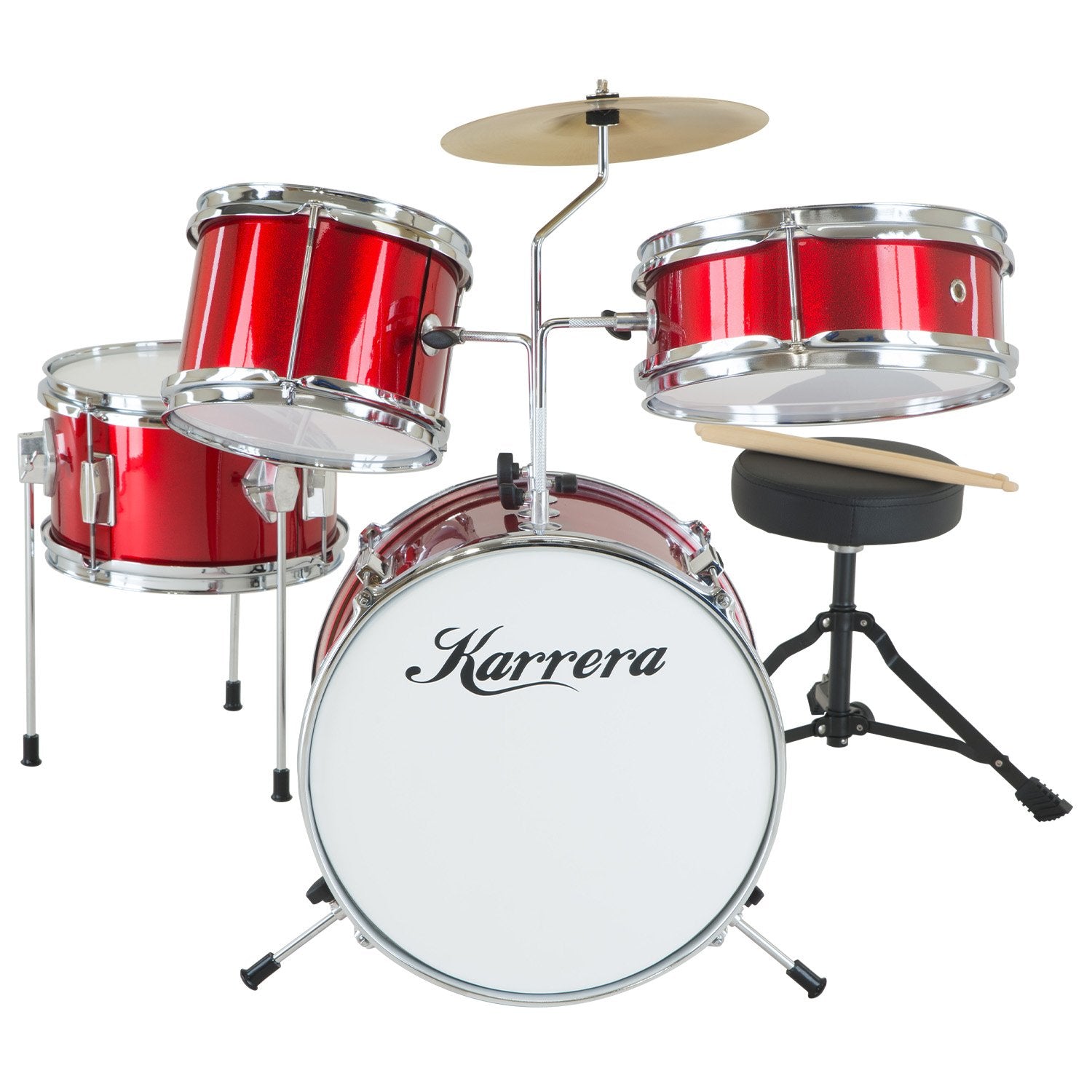 Karrera Children's 4pc Drum Kit - Red V240-4PC-DRUM-RD