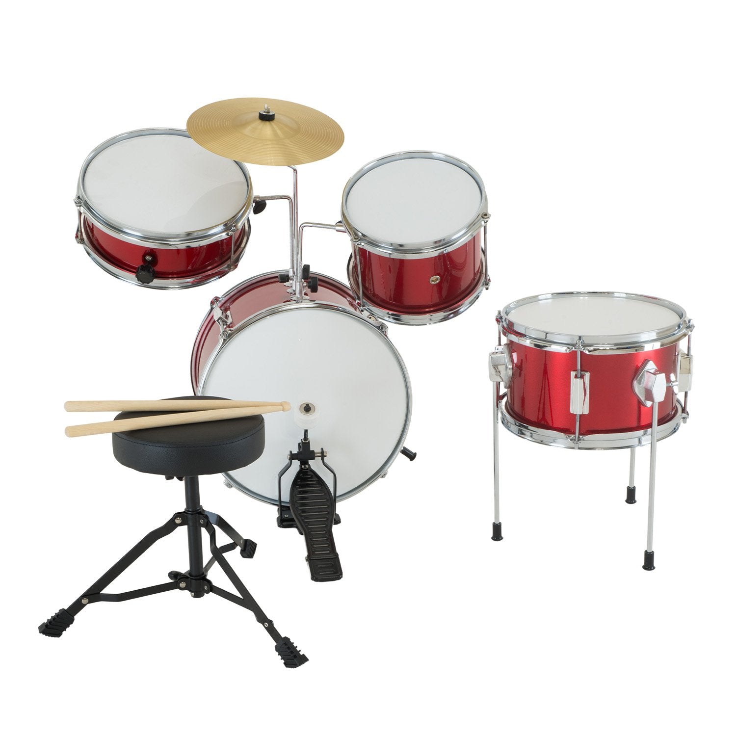 Karrera Children's 4pc Drum Kit - Red V240-4PC-DRUM-RD