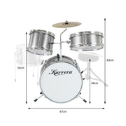 Karrera Childrens 4pc Drum Kit - Silver V240-4PC-DRUM-SL