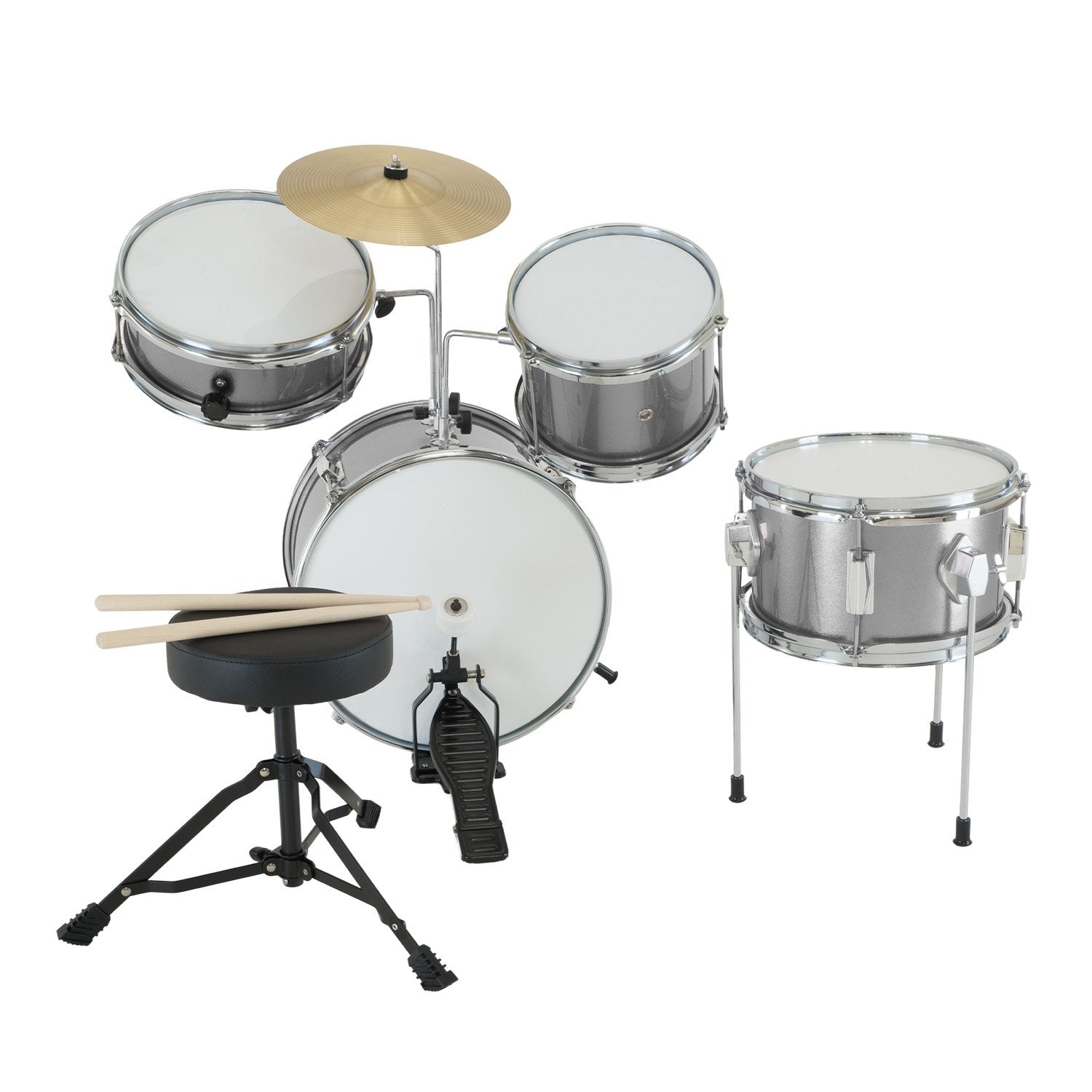 Karrera Childrens 4pc Drum Kit - Silver V240-4PC-DRUM-SL
