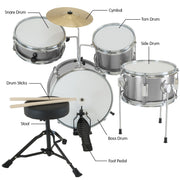 Karrera Childrens 4pc Drum Kit - Silver V240-4PC-DRUM-SL
