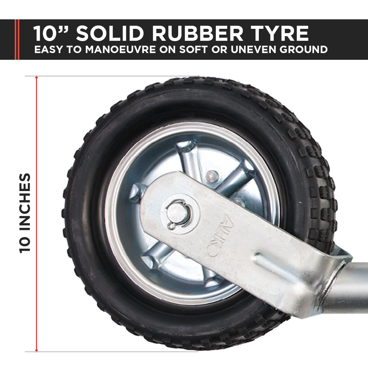 Alko 10-inch 623660XP3 Heavy-Duty Solid Tyre Jockey Wheel V240-623660XP3