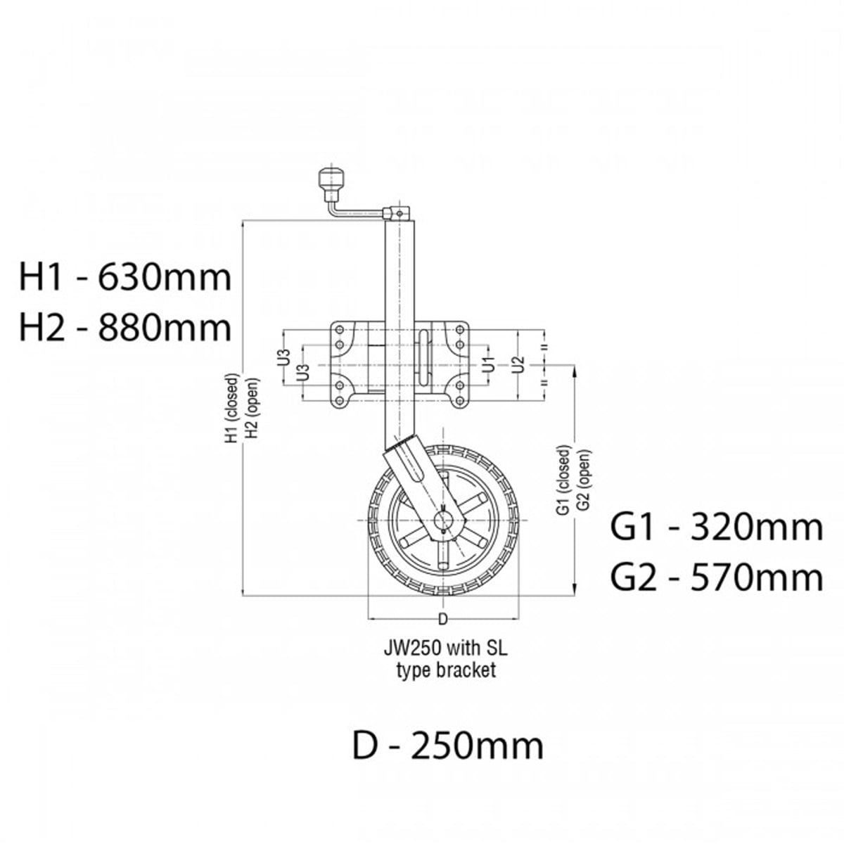 Alko 10-inch 623660XP3 Heavy-Duty Solid Tyre Jockey Wheel V240-623660XP3
