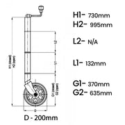 Alko Premium 8in Extra Tall Jockey Wheel 628300 V240-628300