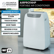 Olimpia Splendid 3.5kW Portable Air Conditioner with Wifi & Remote AIRPRO14HP V240-AIRPRO14HP