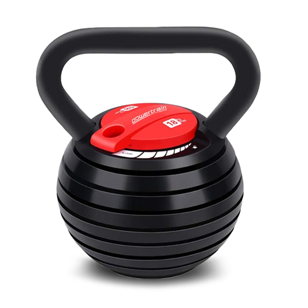 Powertrain Adjustable Kettle Bell Weights Dumbbell 18kg V240-AKB-18-BKRD