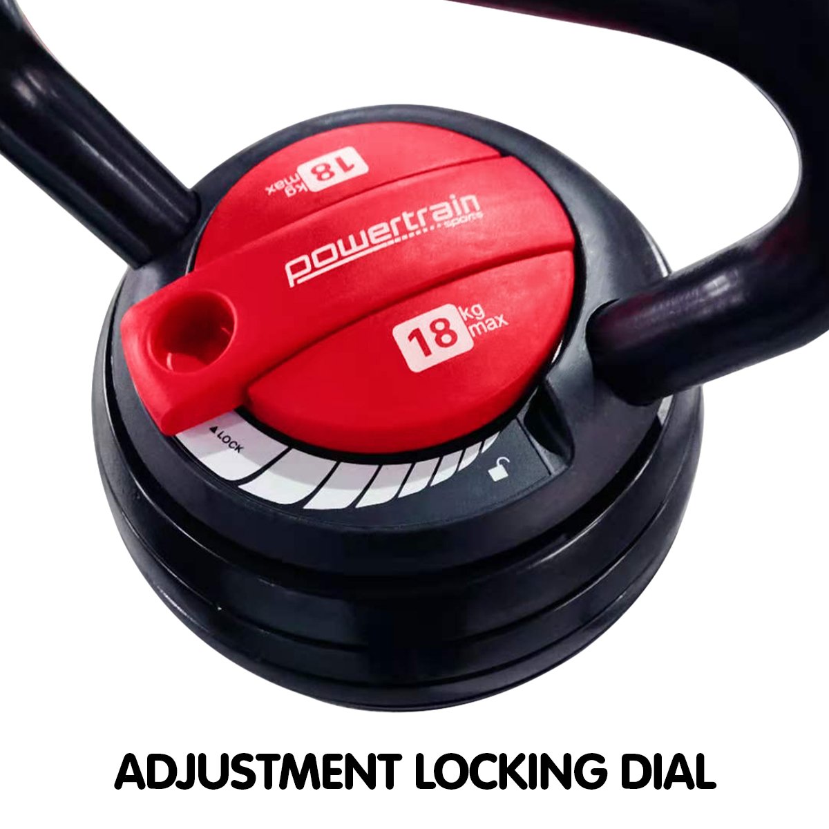 Powertrain Adjustable Kettle Bell Weights Dumbbell 18kg V240-AKB-18-BKRD