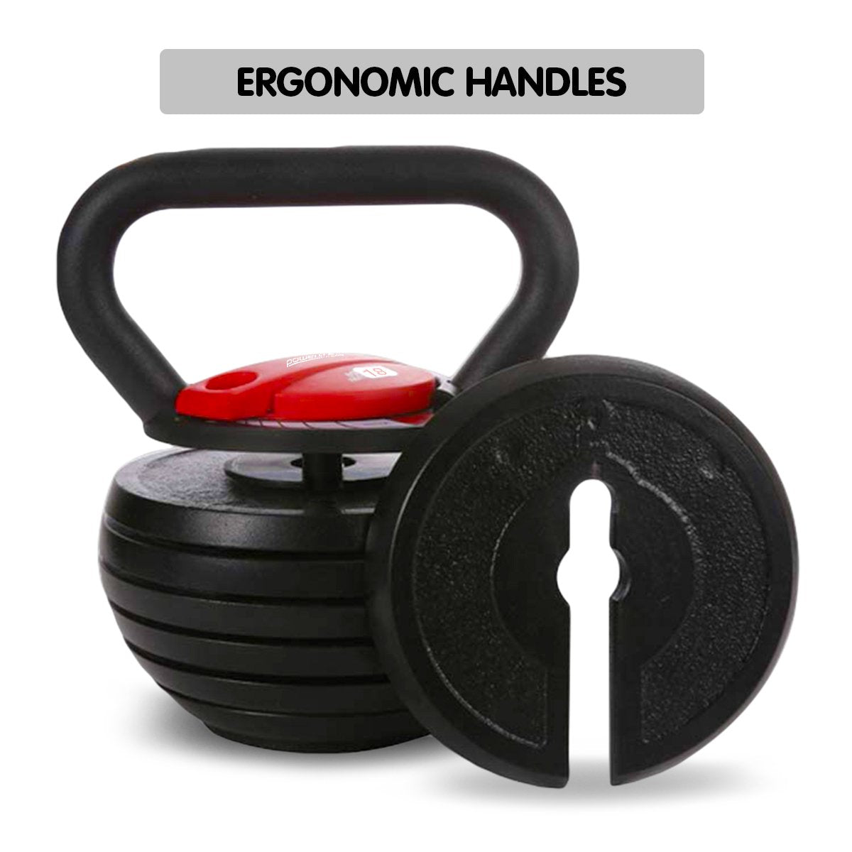 Powertrain Adjustable Kettle Bell Weights Dumbbell 18kg V240-AKB-18-BKRD