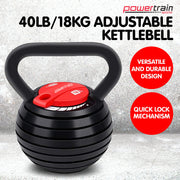 Powertrain Adjustable Kettle Bell Weights Dumbbell 18kg V240-AKB-18-BKRD