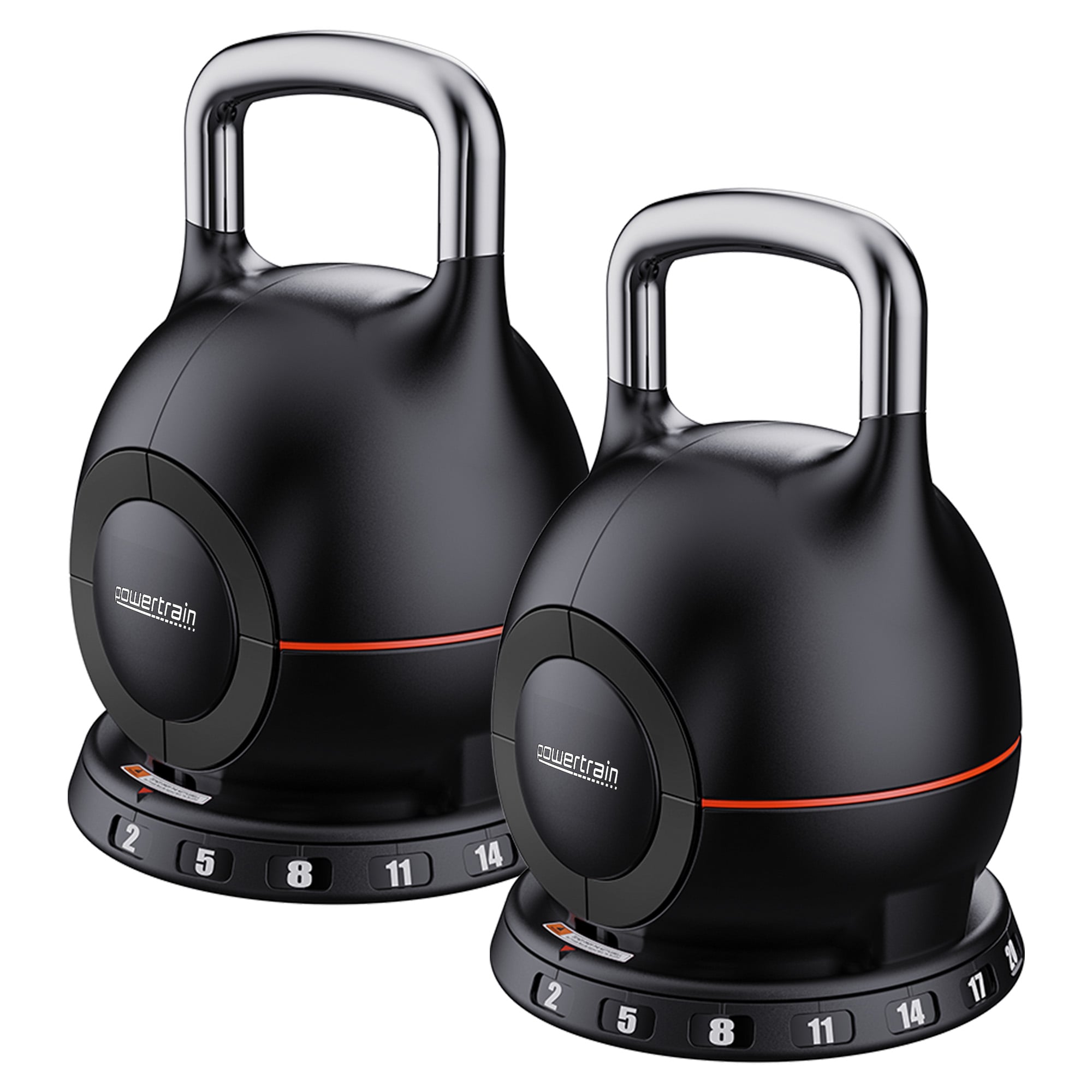 Powertrain 40kg Adjustable Kettlebell One Hand Adjustment Weight Set V240-AKB-XDB-20-2