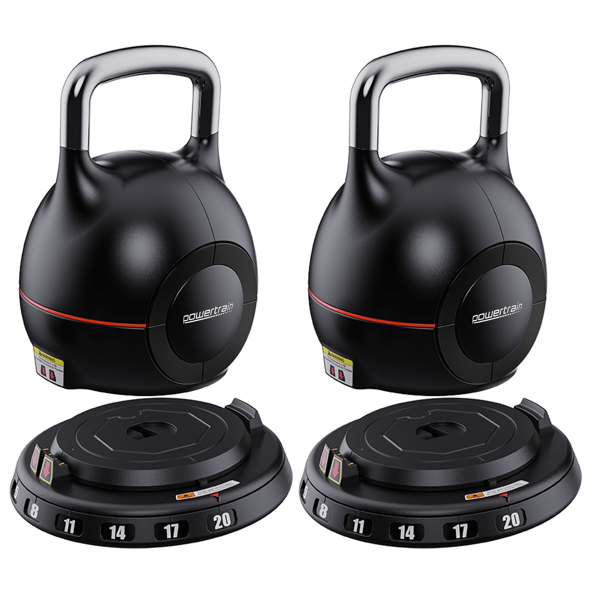 Powertrain 40kg Adjustable Kettlebell One Hand Adjustment Weight Set V240-AKB-XDB-20-2