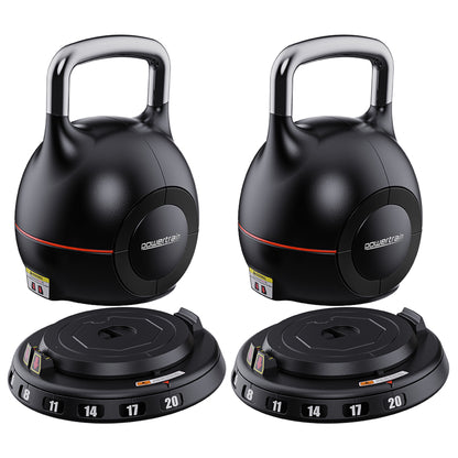 Powertrain 40kg Adjustable Kettlebell One Hand Adjustment Weight Set V240-AKB-XDB-20-2