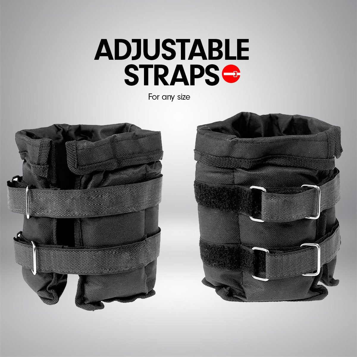 Powertrain Sports Pair 1kg Adjustable Ankle Weights Gym Equipment Wrist Fitness Yoga V240-AKW-SB1