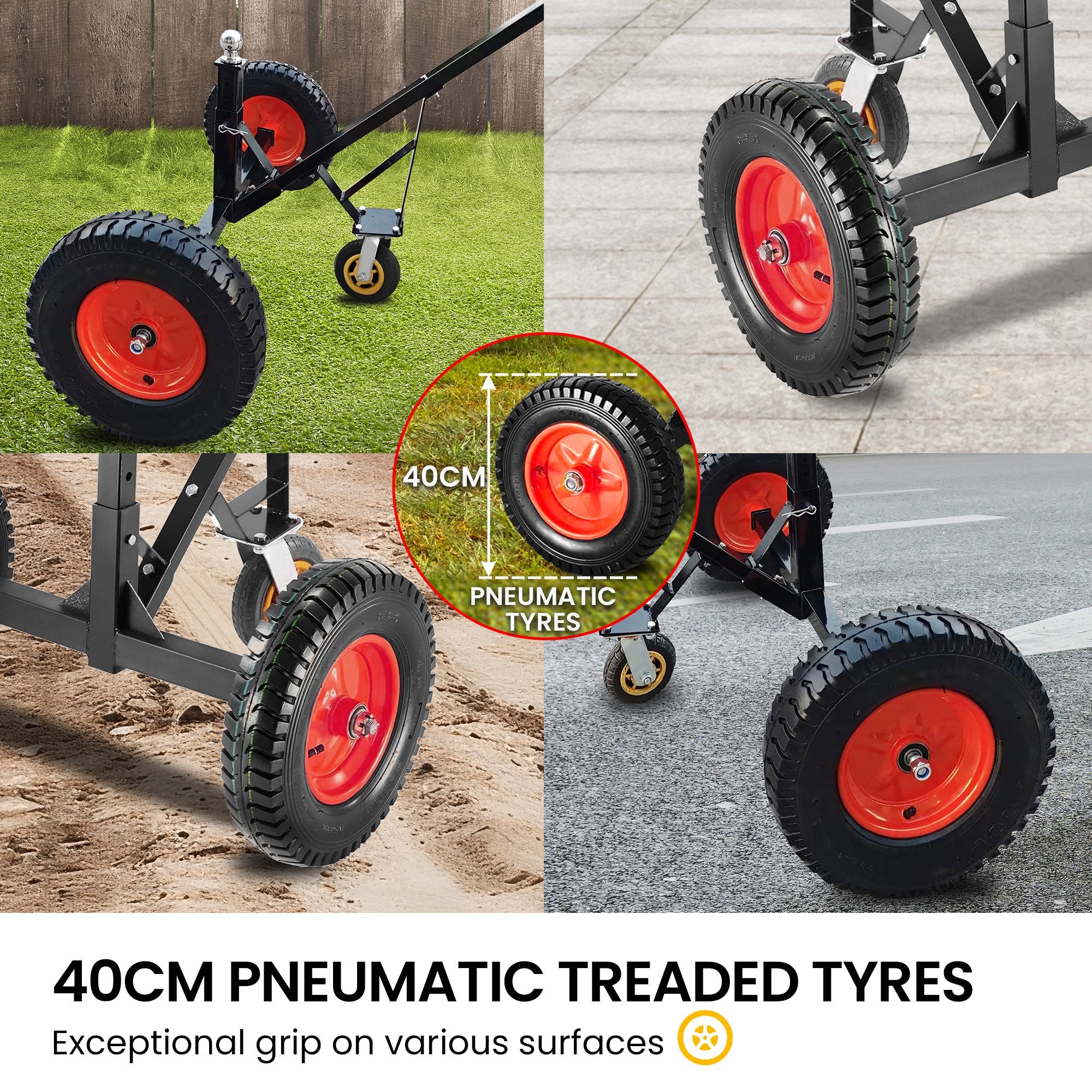Kartrite 3-Wheel Adjustable Trailer Dolly Heavy Duty Caravan Mover 1000 lbs Tongue Capacity Durable Transport V240-ATD-TD77-BLK