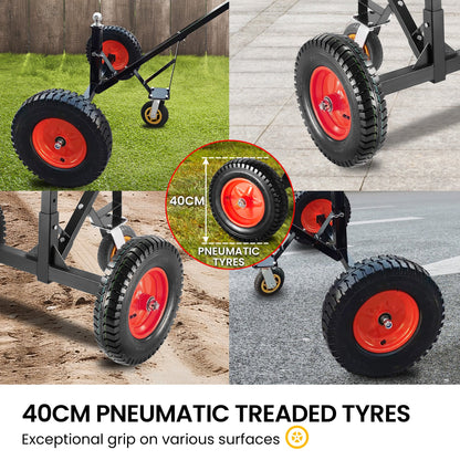 Kartrite 3-Wheel Adjustable Trailer Dolly Heavy Duty Caravan Mover 1000 lbs Tongue Capacity Durable Transport V240-ATD-TD77-BLK