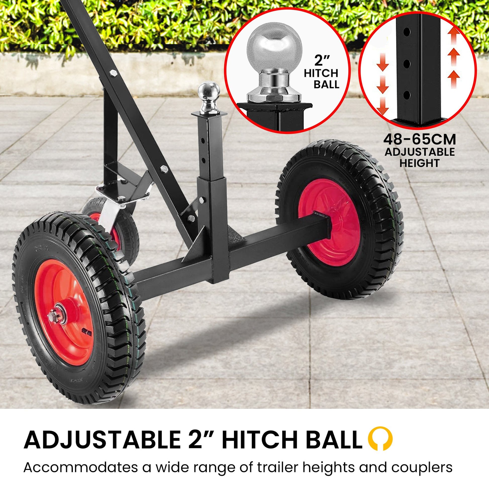 Kartrite 3-Wheel Adjustable Trailer Dolly Heavy Duty Caravan Mover 1000 lbs Tongue Capacity Durable Transport V240-ATD-TD77-BLK
