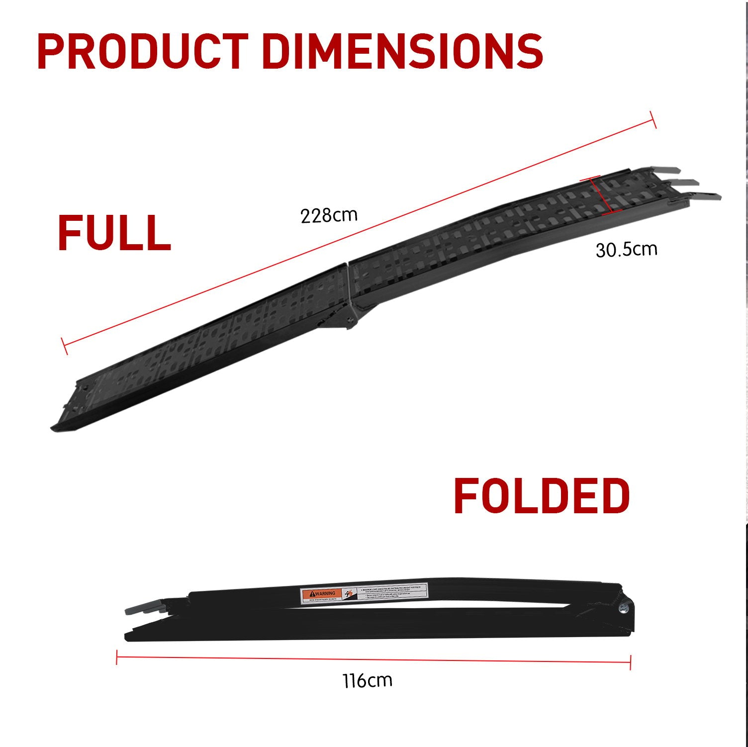 Kartrite Aluminium Folding Loading Ramp ATV Motorbike Motorcycle Golf Buggy Trailer - Black V240-ATV-01A-BK-1