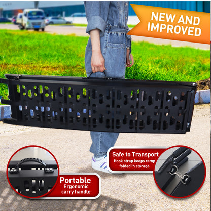 Kartrite Aluminium Folding Loading Ramp ATV Motorbike Motorcycle Golf Buggy Trailer - Black V240-ATV-01A-BK-1