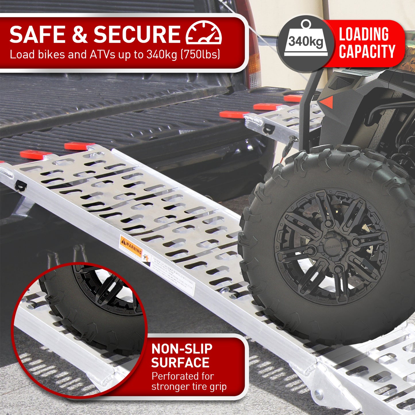 Kartrite Rigg Aluminium ATV Loading Ramp Foldable - Silver V240-ATV-01A-SL-1