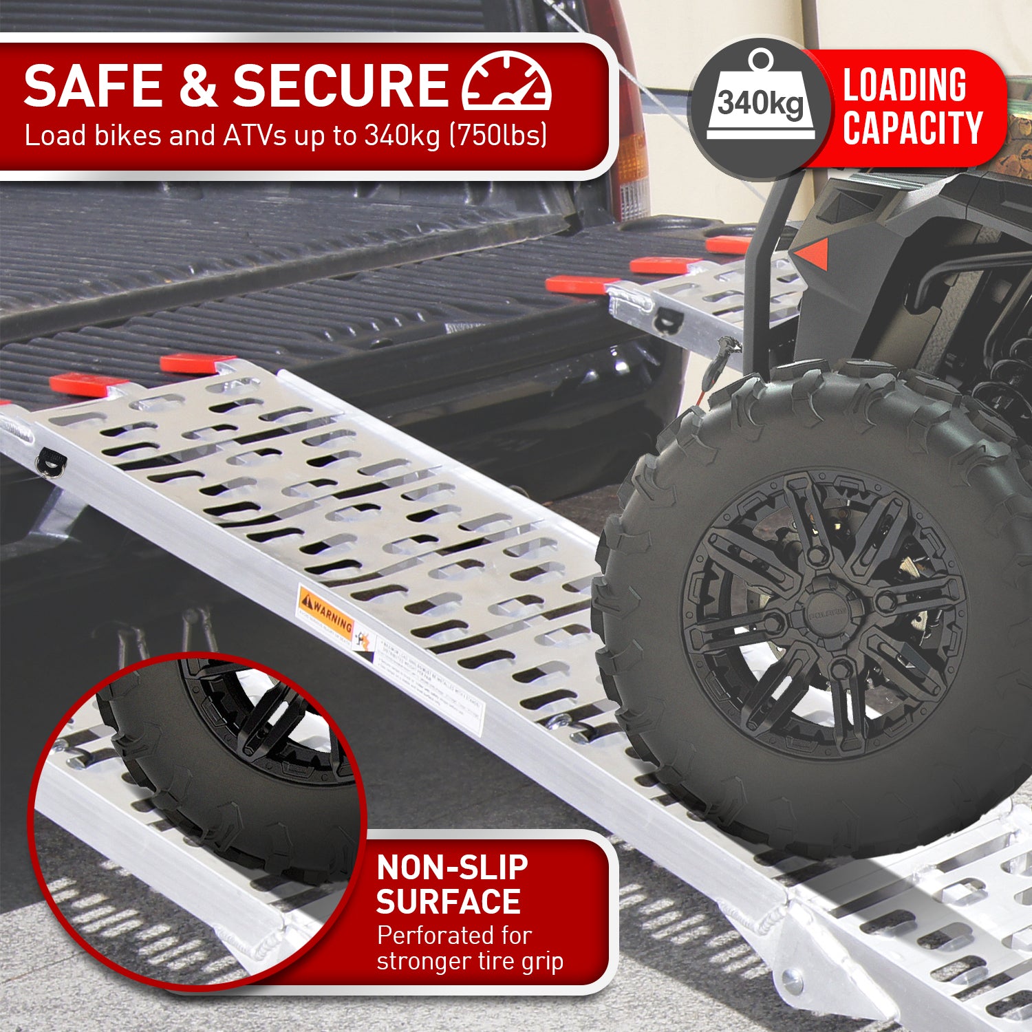 Kartrite Rigg Aluminium ATV Loading Ramp Foldable - Silver V240-ATV-01A-SL-1