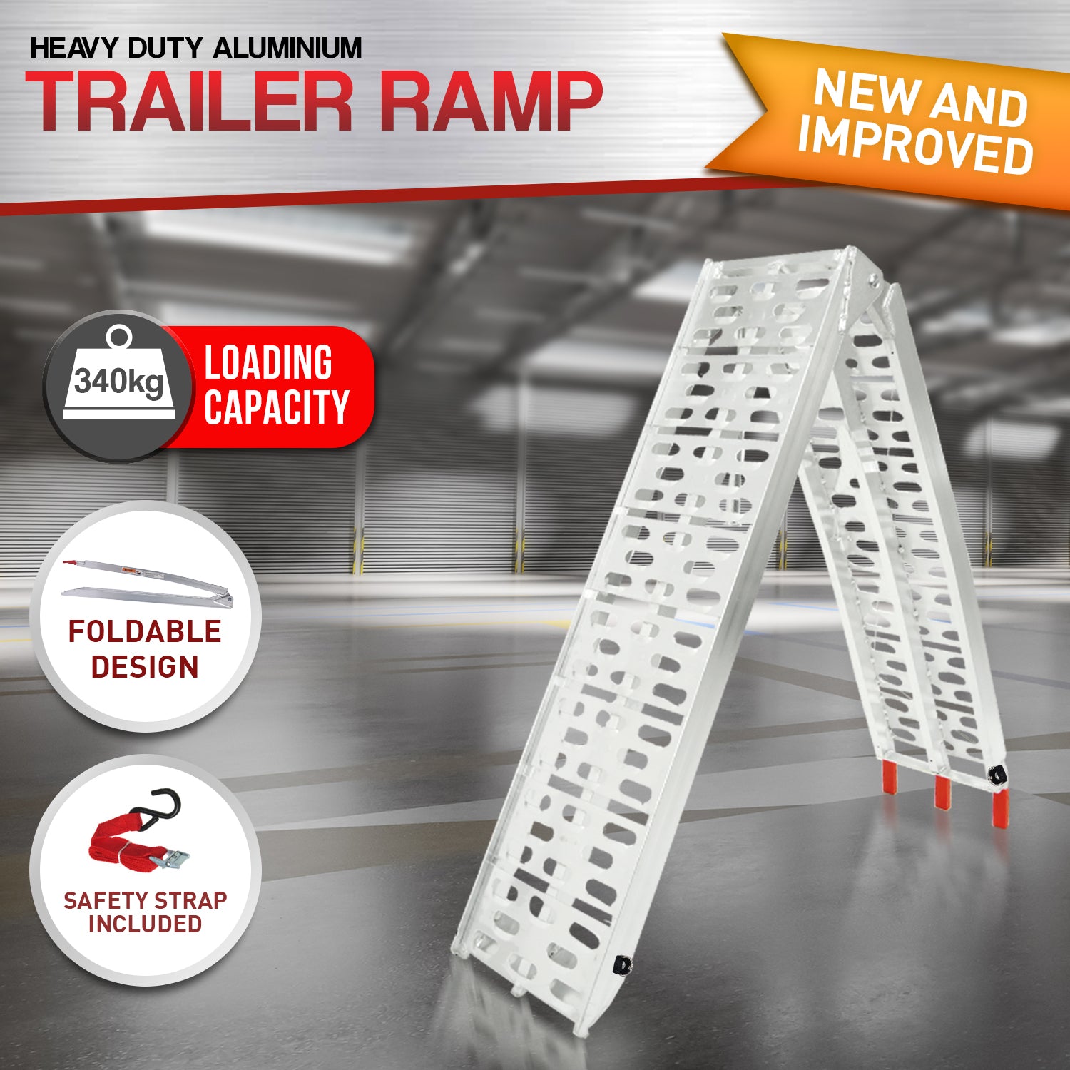 Kartrite Rigg Aluminium ATV Loading Ramp Foldable - Silver V240-ATV-01A-SL-1