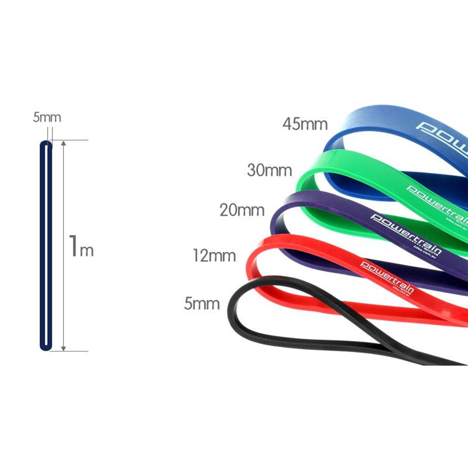 Powertrain 5x Home Workout Resistance Bands Gym Exercise V240-BAND-HDX5