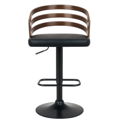 Sarantino Set Of 2 Bentwood Walnut Barstool Adjustable Height Swivel Footrest V240-BAR-MLM-081-2