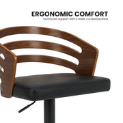 Sarantino Bentwood Walnut Barstool Leather Seat And Metal Base V240-BAR-STL-MLM-081