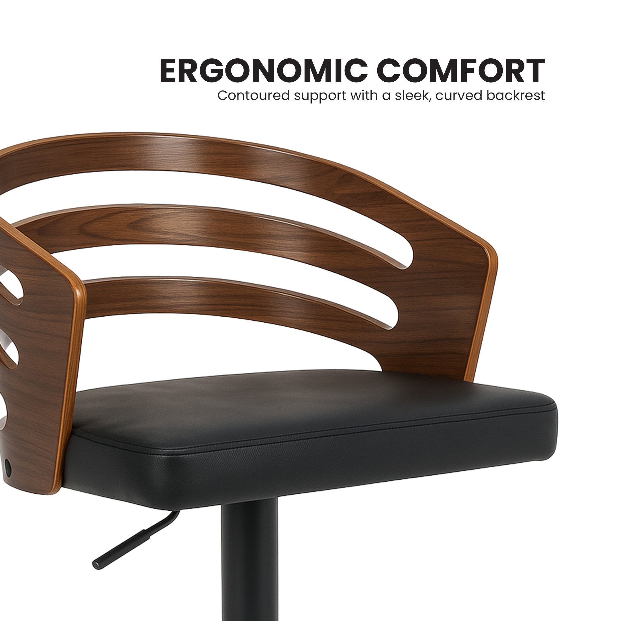 Sarantino Bentwood Walnut Barstool Leather Seat And Metal Base V240-BAR-STL-MLM-081
