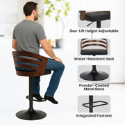 Sarantino Bentwood Walnut Barstool Leather Seat And Metal Base V240-BAR-STL-MLM-081