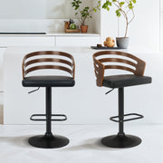 Sarantino Bentwood Walnut Barstool Leather Seat And Metal Base V240-BAR-STL-MLM-081